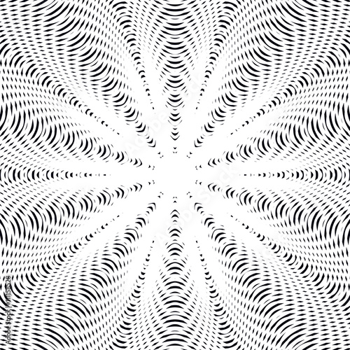 Optical illusion, creative black and white graphic moire vector