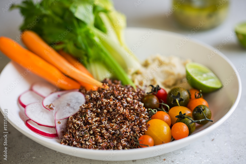 Quinoa with celery,carrot and hummus salad Quinoa with celery,carrot and hummus salad