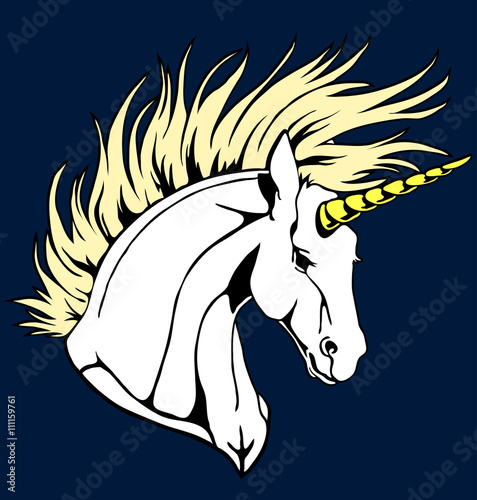 Head celts white unicorn - vector