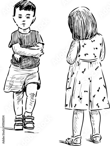 little kids on a walk