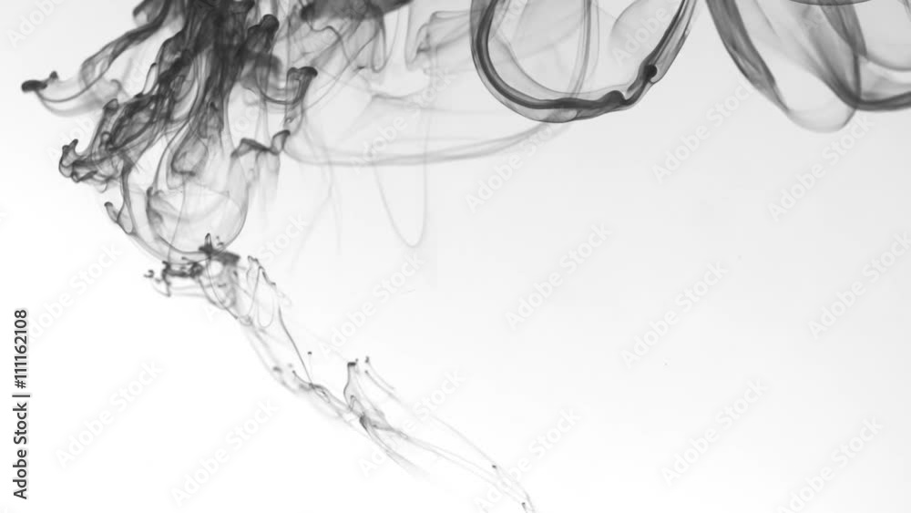 black ink spreading in water, look like smoke prores footage
