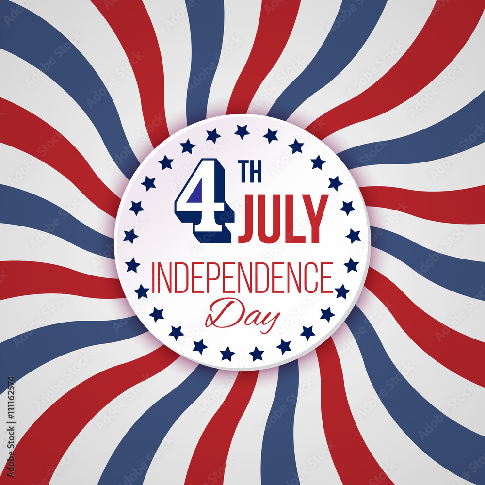 USA Independence Day background. Vector illustration with text, stripes and stars for posters, flyers, decoration in colors of american flag. 4July national celebration.