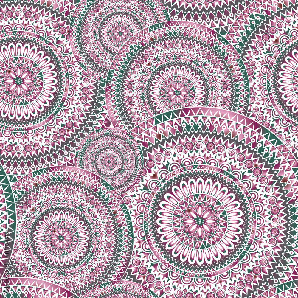 Obraz premium Abstract pattern Orient floral circular ornament. Swirl geometric seamless background
