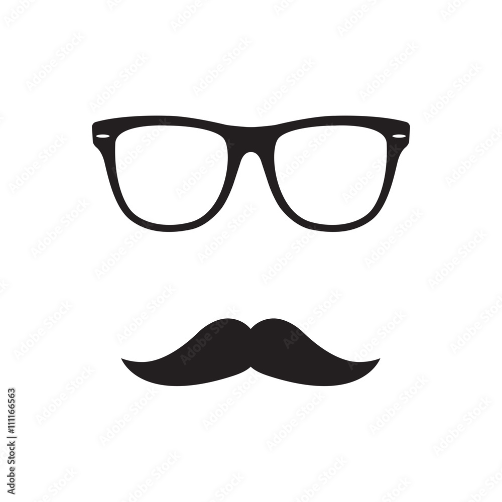 Glasses with mustache. Retro hipster style. Vector illustration. Glasses with mustache. Retro hipster style. Vector illustration.