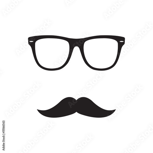 Glasses with mustache. Retro hipster style. Vector illustration.