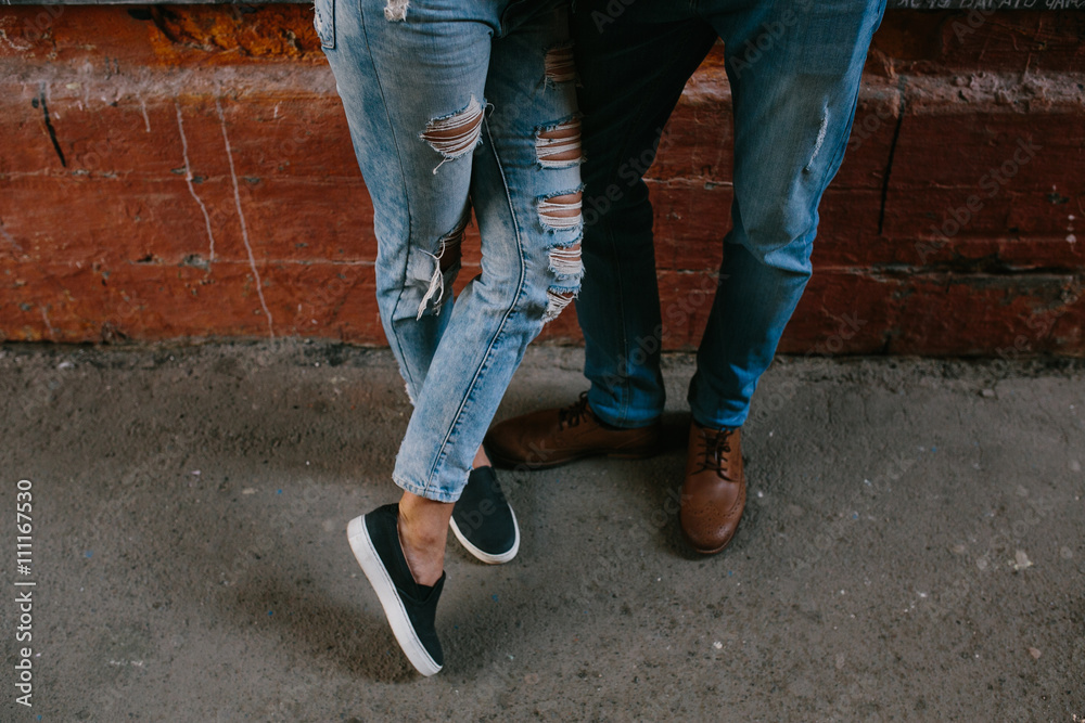 Man and woman legs Man and woman legs