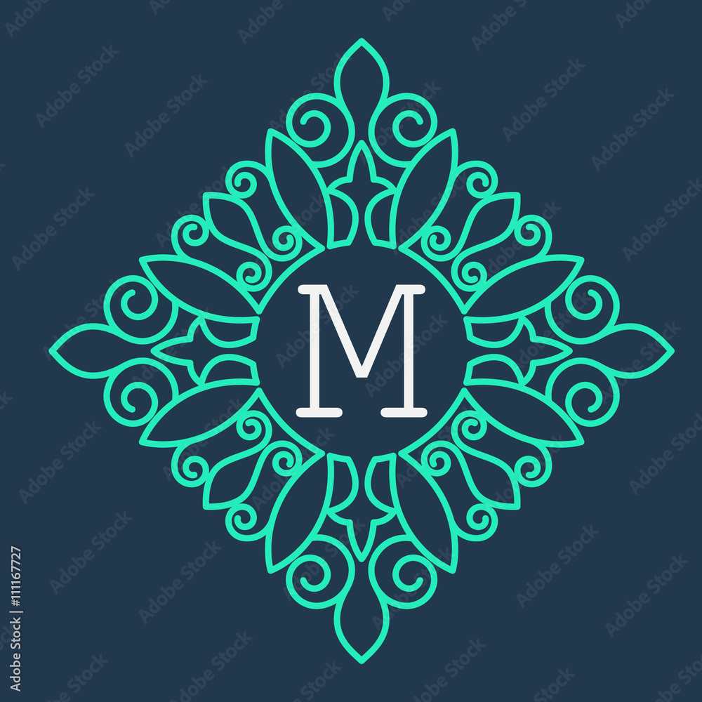 Vintage vector monogram. Elegant emblem logo for restaurants, hotels, bars and boutiques. It can be used to design business cards, invitations, booklets and brochures