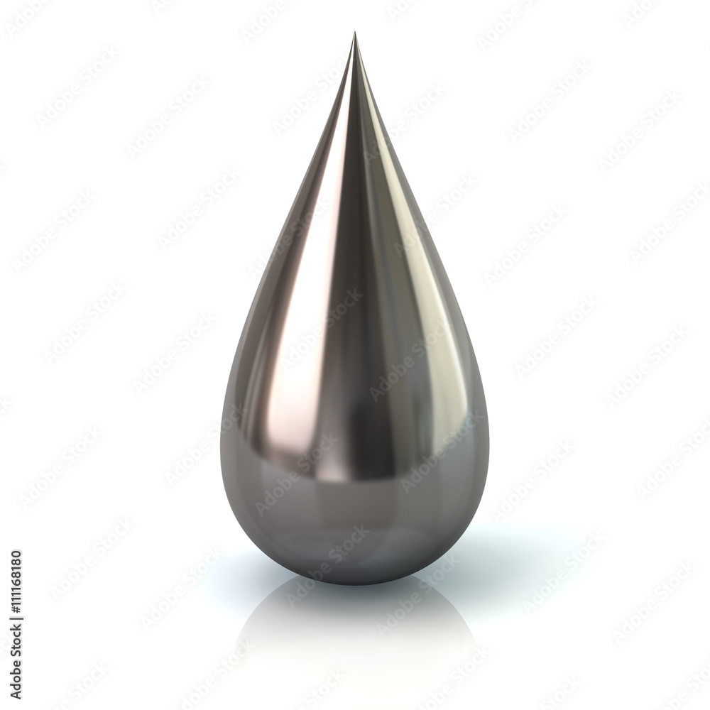 3d illustration of silver paint ink drop icon isolated on white background 3d illustration of silver paint ink drop icon isolated on white background
