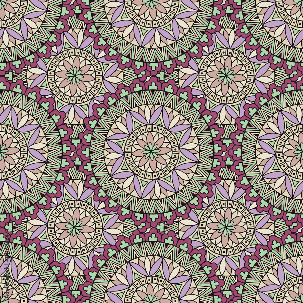 Abstract seamless pattern with circular ornament Swirl geometric background