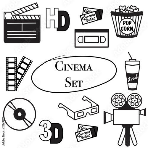 Vector illustration of cinema set