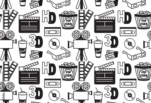 Seamless vector pattern of cinema objects