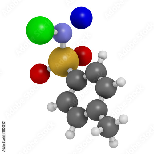 Chloramine-T (tosylchloramide) disinfectant molecule. photo