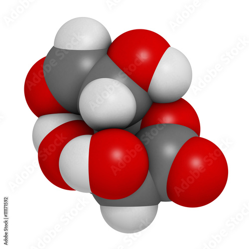 Glucuronolactone molecule. 3D rendering.  Used in food supplements. photo