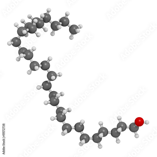 Octacosanol plant wax component molecule. 3D rendering. 