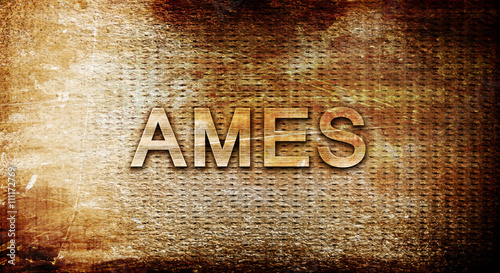 ames, 3D rendering, text on a metal background