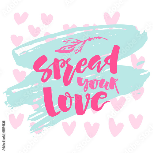 Love and charity concept hand lettering motivation poster.