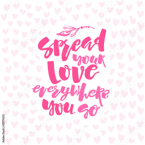 Love and charity concept hand lettering motivation poster.