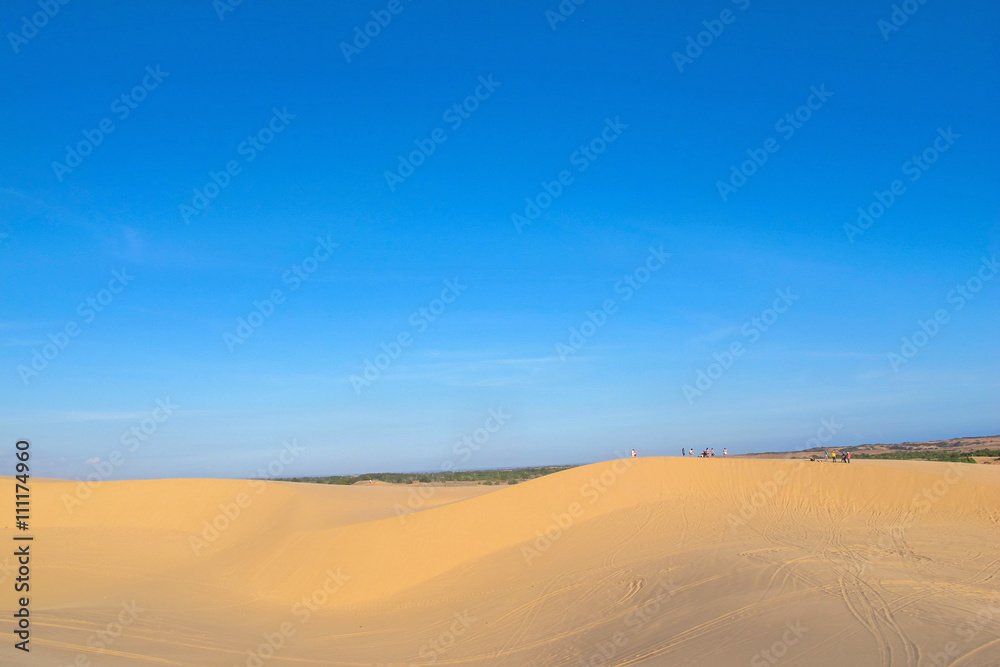 white sand dune desert and lake in Mui Ne, Vietnam