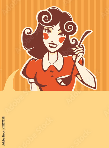 Home made cooking in retro style, vector  background