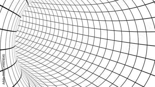 Network Communication Concept - Travelling through Black and White Net Tunnel - HD Loop Animation