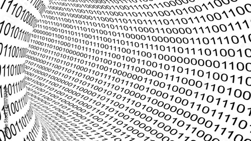 Data Transfer Concept - Travelling through Black and White Binary Tunnel - HD Loop Animation