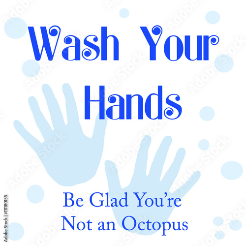 blue hands on white background hygiene poster illustration