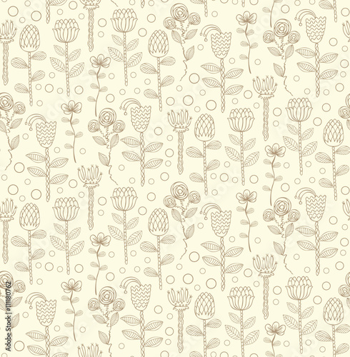 Vector Ornate seamless pattern with the stylized flowers. Seamless pattern can be used for wallpaper  pattern fills  web page background  surface textures.