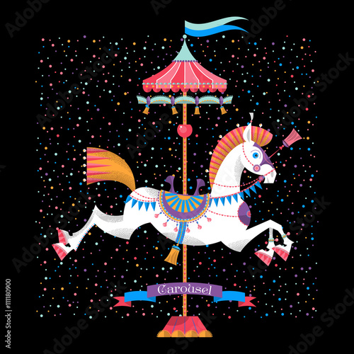 Greeting card with vintage carousel horse.