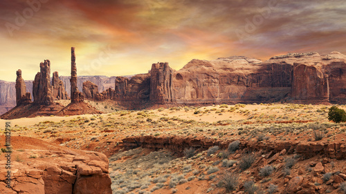 monument valley landscape in the sunset light