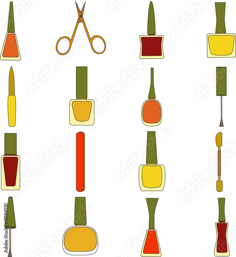 items for manicure and a pedicure on a white background