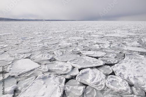 ice sheet in Hokkaido sea,Japan.