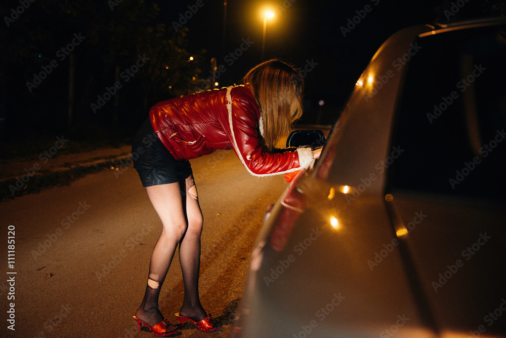 Street Prostitute Talking To Potential Customer In The Car Stock Foto Adobe Stock