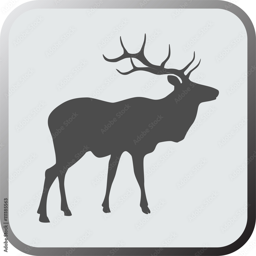 Fototapeta premium Graphical flat icon, button of deer. Vector.