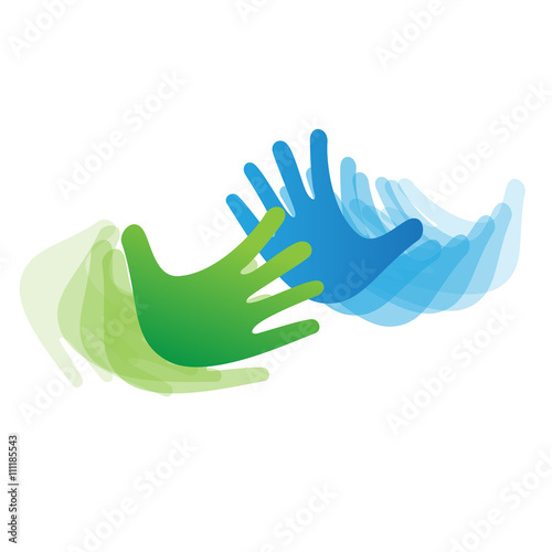 Vector sign concept of solidarity, hands touching