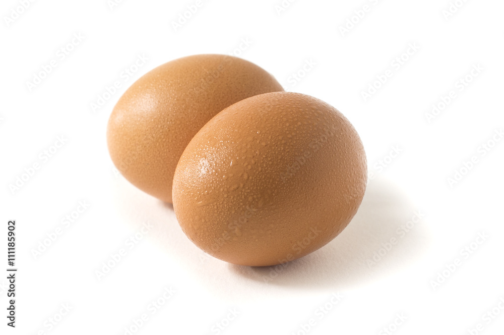 Two eggs isolated on white background, still life Two eggs isolated on white background, still life