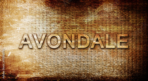 avondale, 3D rendering, text on a metal background photo