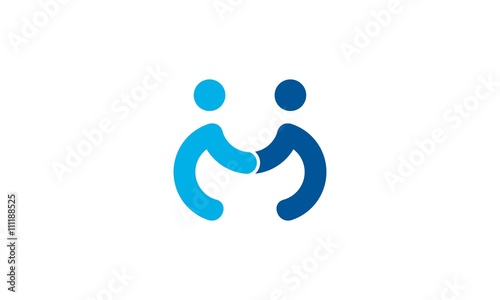 icon letter M people handshake  logo
