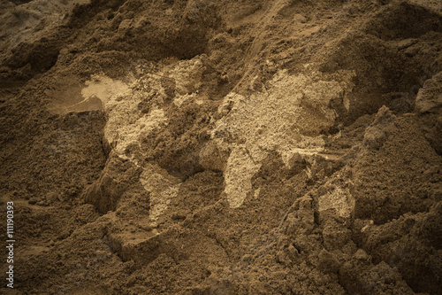 Sand texture surface vintage style with world map