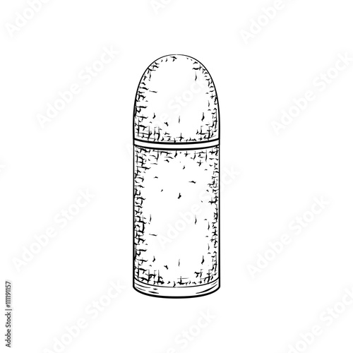 Hand drawn detailed sketch of deodorant or antiperspirant  isolated on white background. Black and white pencil or ink drawing
