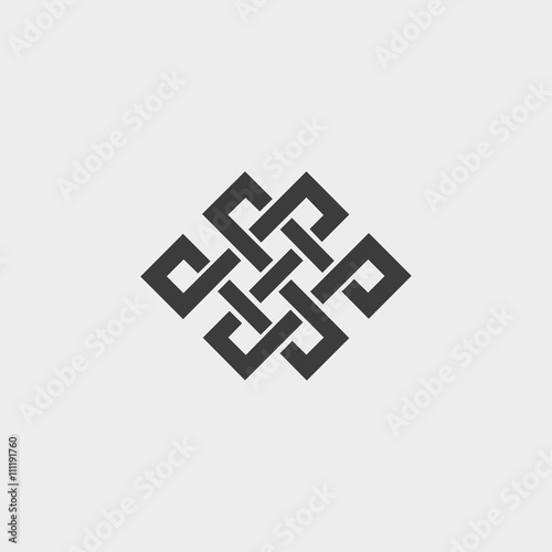 Icon endless knot in a flat design in black color. Vector illustration eps10