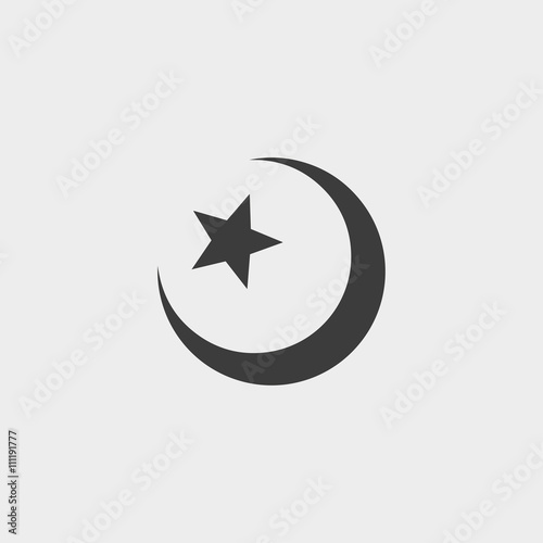 Star and crescent icon in a flat design in black color. Vector illustration eps10