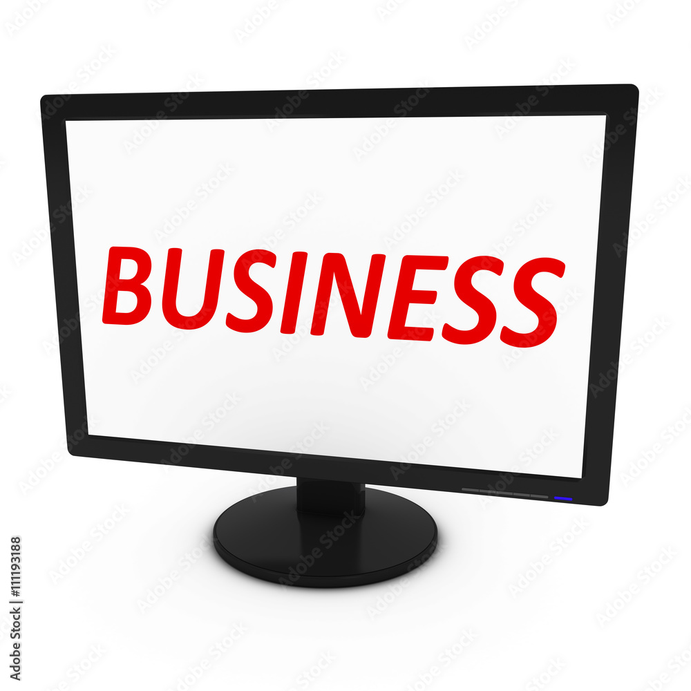 Red BUSINESS Text on Computer Screen - Isolated on White - 3D Illustration Red BUSINESS Text on Computer Screen - Isolated on White - 3D Illustration