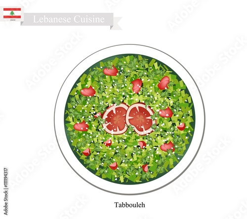 Tabbouleh or Lebanese Vegetarian Salad on White Background