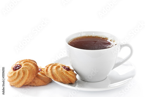 Cup of hot tea and homemade cookies