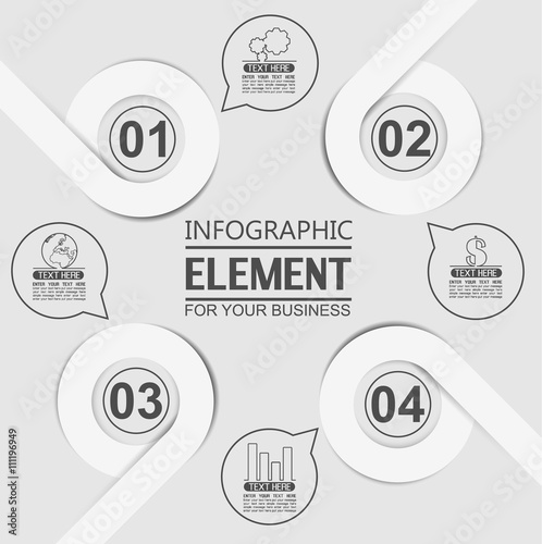 ELEMENT FOR INFOGRAPHIC  TEMPLATE GEOMETRIC FIGURE OVERLAPPING CIRCLES TENTH EDITION WHITE