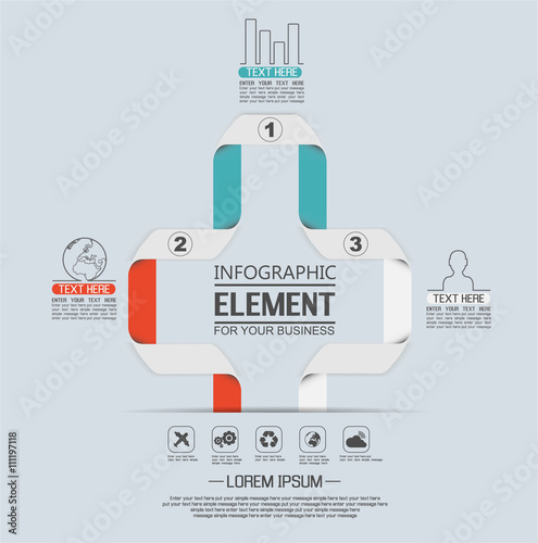 ELEMENT FOR INFOGRAPHIC  TEMPLATE GEOMETRIC FIGURE SERPENTINE INTERSECTED THIRD EDITION