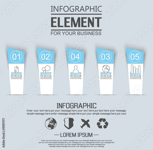 ELEMENT FOR INFOGRAPHIC  TEMPLATE GEOMETRIC FIGURE STIKER NUMBER OPTION THIRD EDITION BLUE