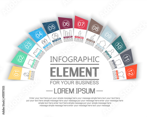 ELEMENT FOR INFOGRAPHIC  TEMPLATE GEOMETRIC FIGURE STIKER RAINBOW THIRD EDITION