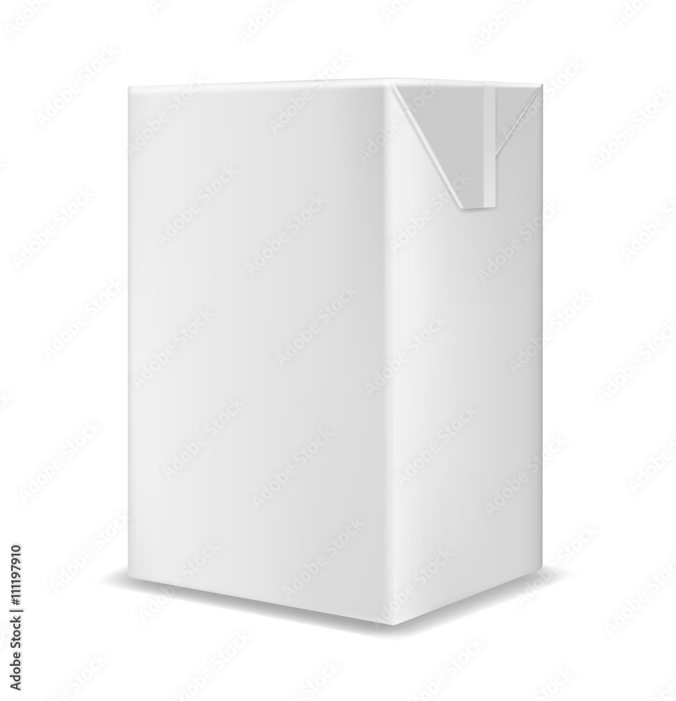 White cardboard package for beverage, juice and milk