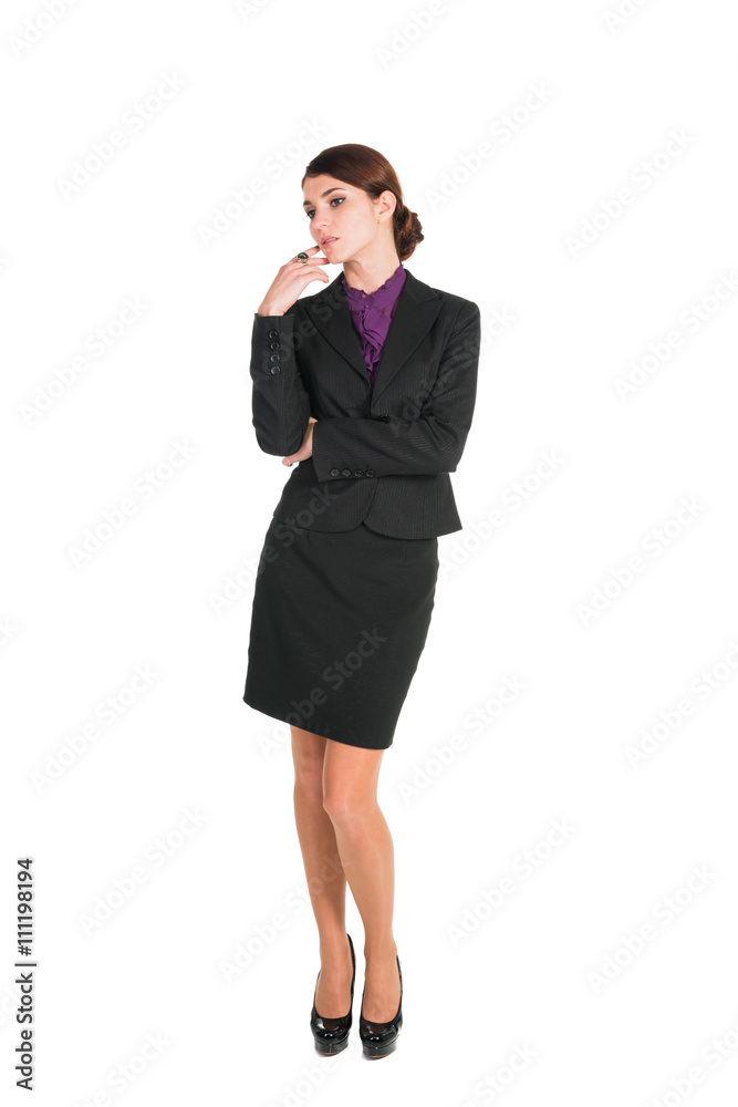 beautiful business woman worry about anything isolated beautiful business woman worry about anything isolated